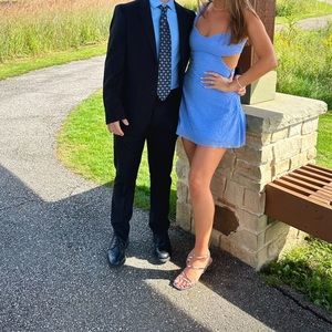 Oh polly embellished cut out dress in powder blue